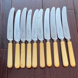 10 Vintage Sheffield Dinner Butter Knives Bakelite Handles W. R. Humphreys & Co